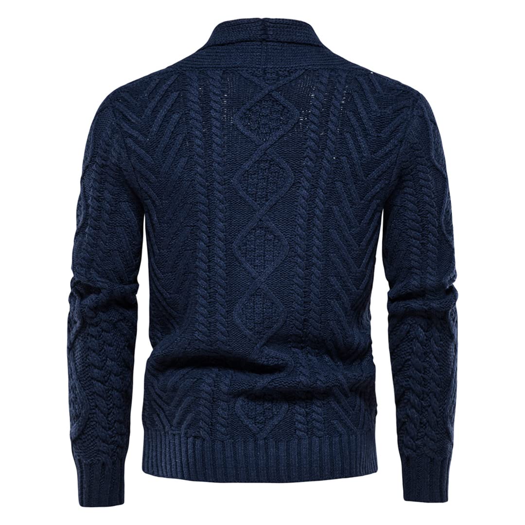 Vogrtcc Sudaderas de los hombres de punto suéter de color sólido casual suéter de moda de invierno de un solo pecho