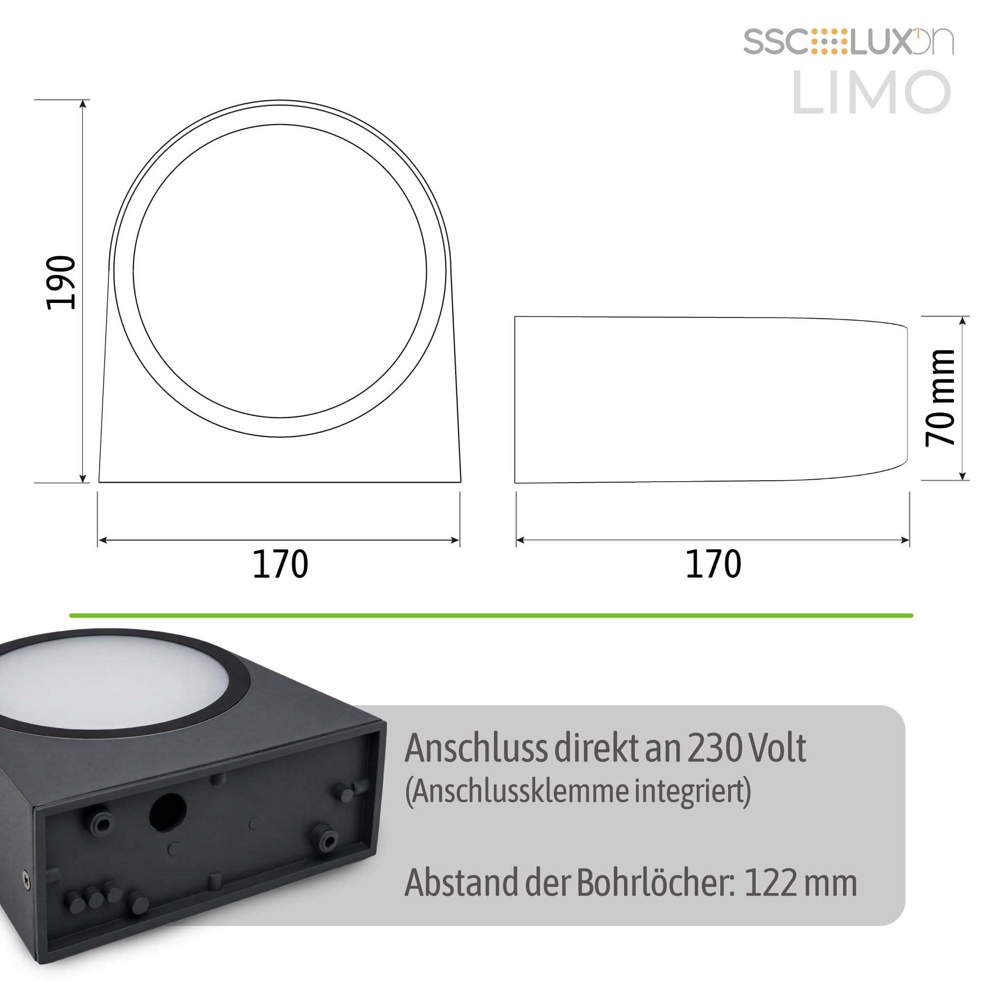 SSC-LUXon 2 Stück LIMO Wandleuchte Außen Smart anthrazit IP44 mit LED Smart RGB CCT E27 dimmbar – Wandlampe Up Down für Hauswand & Balkon