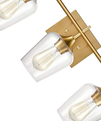 Miniatura 7 de CLAXY Luces industriales para tocador de baño, apliques de pared de vidrio transparente de 3 luces