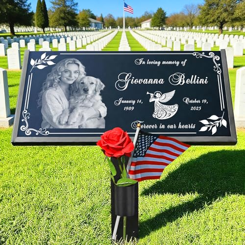 Image of Natural Granite Tombstone, Personalized Memorial Grave Marker