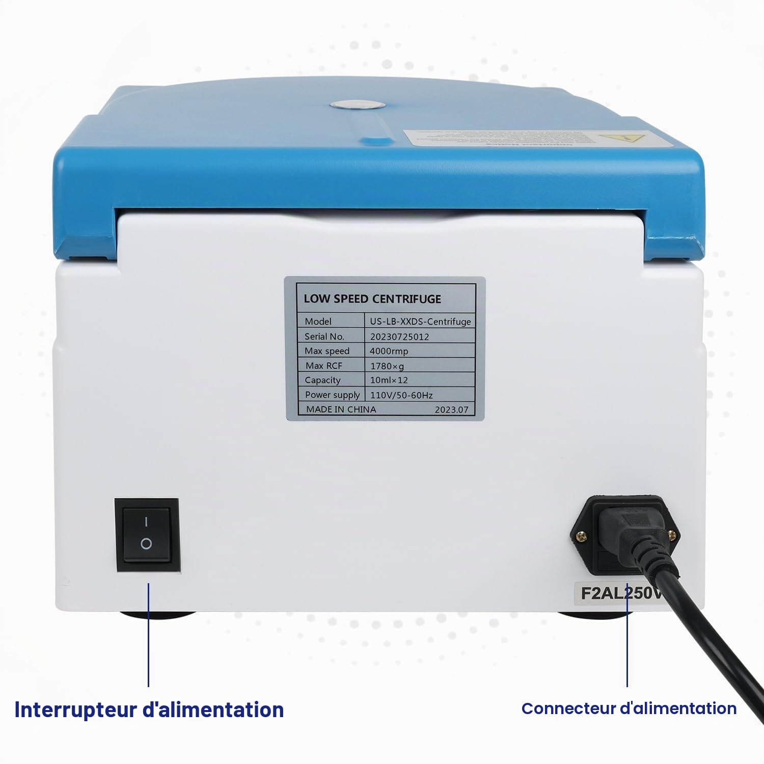 Labasics Centrifugeuse de Paillasse, 220V/60Hz, Centrifugeuse Numérique Basse Vitesse avec Rotor D'angle 15 ml x 8, Vitesse Maximale de 4000 TR/MIN, Force Centrifuge Maximale de 1780xg