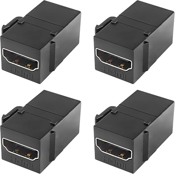 XMSJSIY Acoplador Keystone HDMI Hembra a Hembra Adaptador de Toma de Pared | Inserción de Alta Velocidad 4K para Placas de Pared Keystone Estándar - 4 PZS (Negro)
