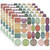 Linkidea 168Pcs Fancy Shape Colored Label Stickers, Colored Mason Jar Small Sticker Labels with Whiteboard Pen for Spice Jars, Essential Oil Bottles, Food Containers, Storage Bins (2&quot; x 1&quot;)