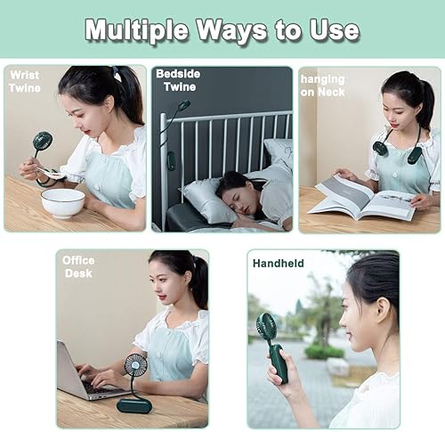 Miniatura 5 de YMLHOME Ventilador portátil de mano para cochecito de bebé, ventilador de cuello mini ventilador para mano, cuello, cochecito, escritorio,