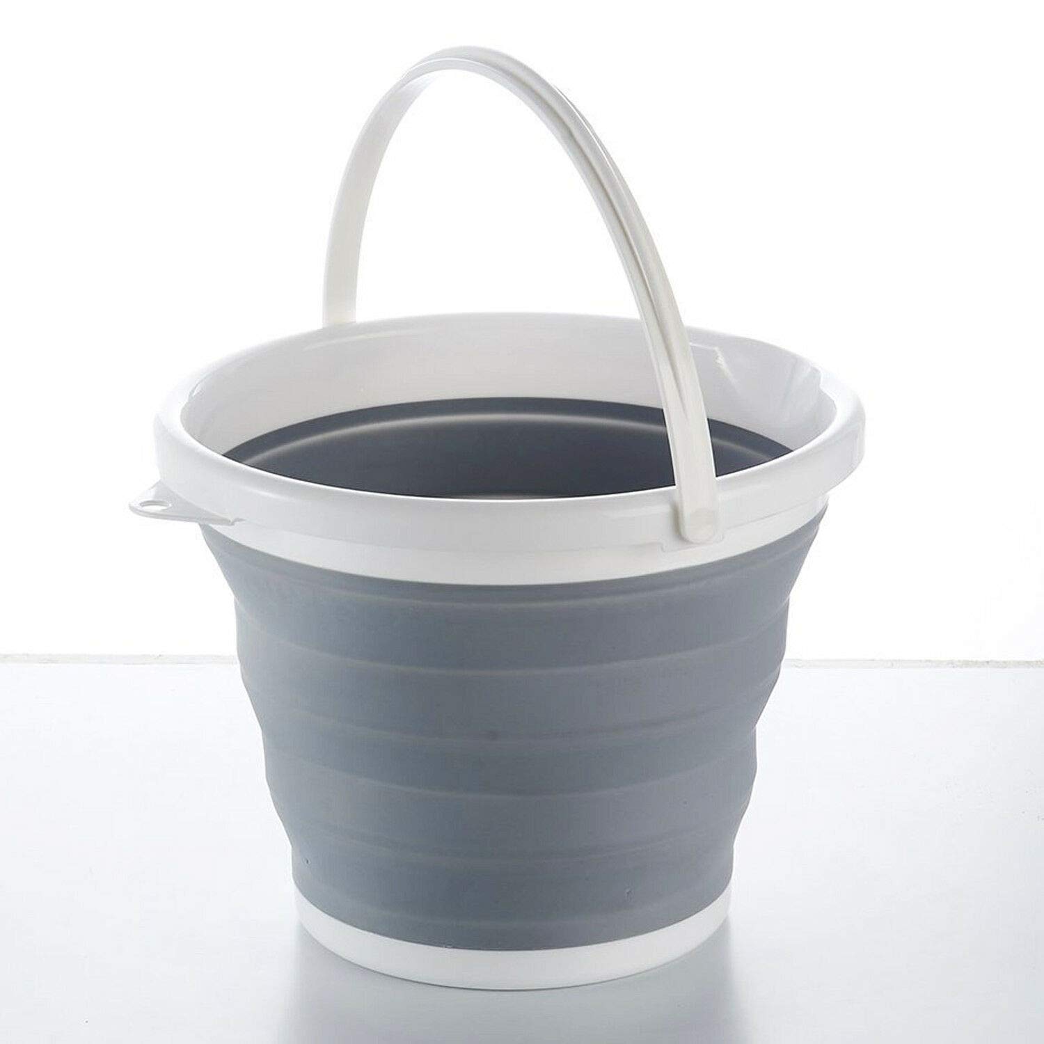Kabalo White 10L Collapsible Plastic Cleaning Bucket Kitchen Silicon Folding Water Carrier Camping Garden