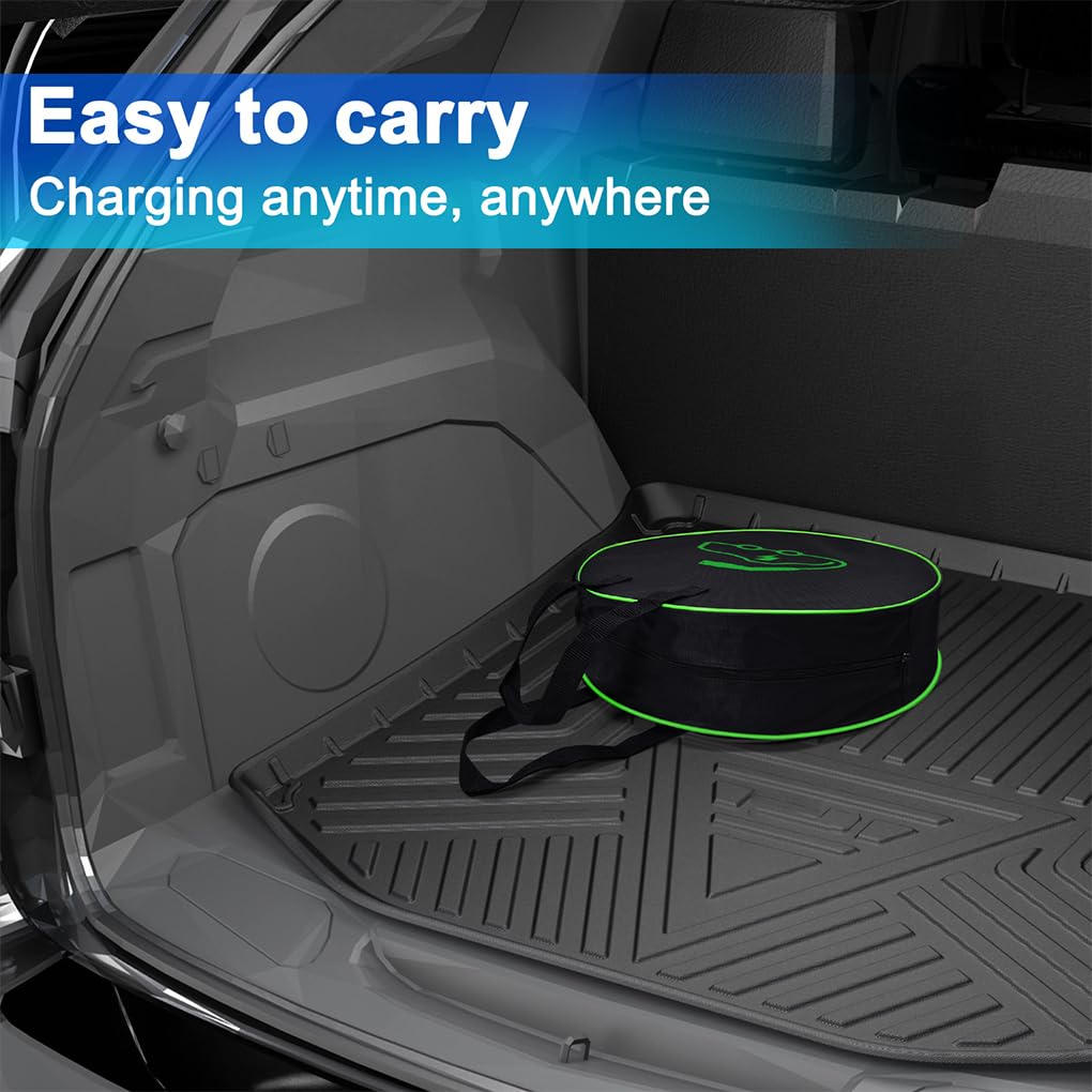 Cable de Carga fiable para vehículos eléctricos, 5M 16A 3.5KW Negro 1P | carga tipo 2 a EV práctico, completo con bolsa de viaje. Extensión para EV con bolsa de transporte.