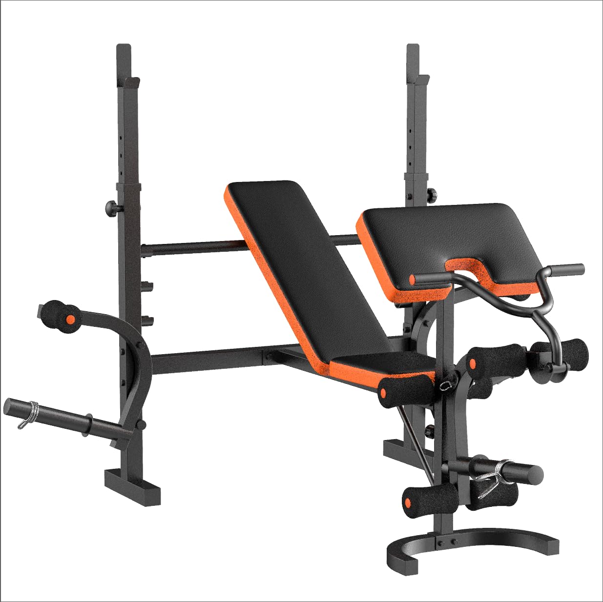 XDDIAS Adjustable Weight Bench, Bench Press with Squat Rack, Olympic Weight Bench for Home Gym, Workout Bench with Preacher Curl Pad and Leg Developer,Black
