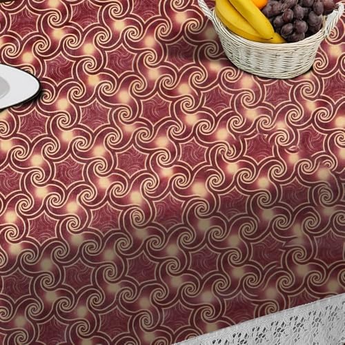 Image of The Furnishing Tree Waterproof PVC Rectangle Shaped 4 Seater Table Cover WxL 54x78 inches Packed Pattern Multicolor with White Border lace