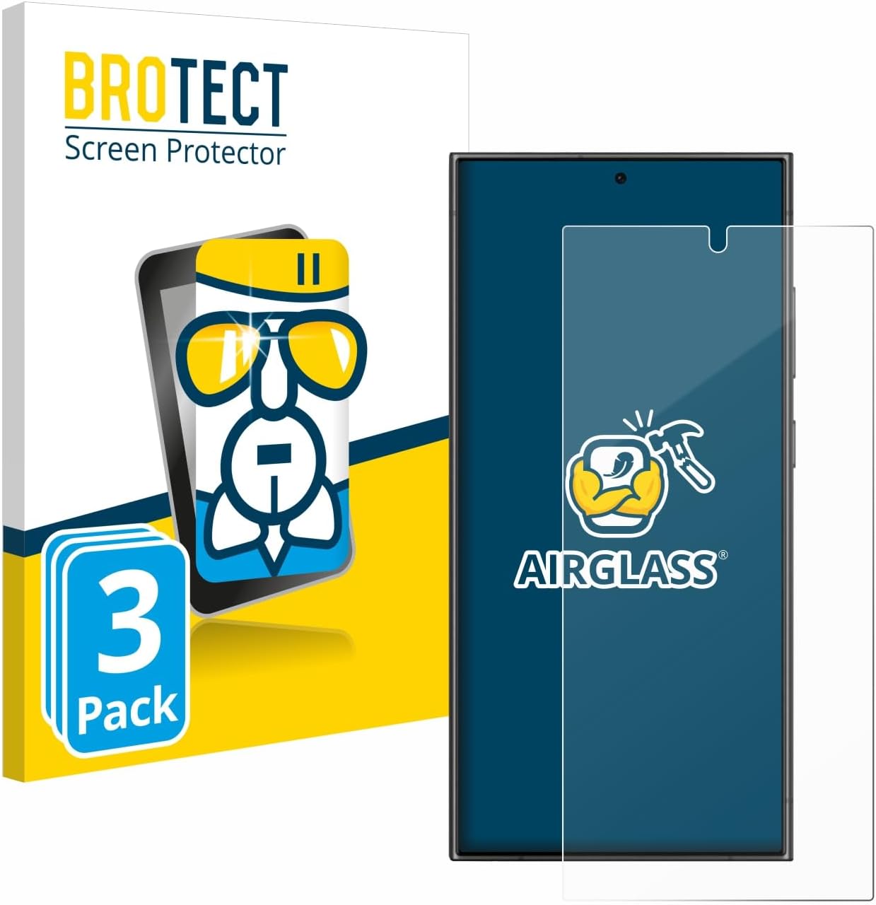 BROTECT Glass Screen Protector Film Compatible with Samsung Galaxy S24 Ultra (3 Pack) - Glass-Foil 9H Protection [Scratch Resistant, High Clarity]