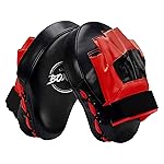 Valleycomfy Boxing Curved Focus Punching Mitts- Leatherette Training Hand Pads,Ideal for Karate, Muay Thai Kick, Sparring, Dojo, Martial Arts(Red)