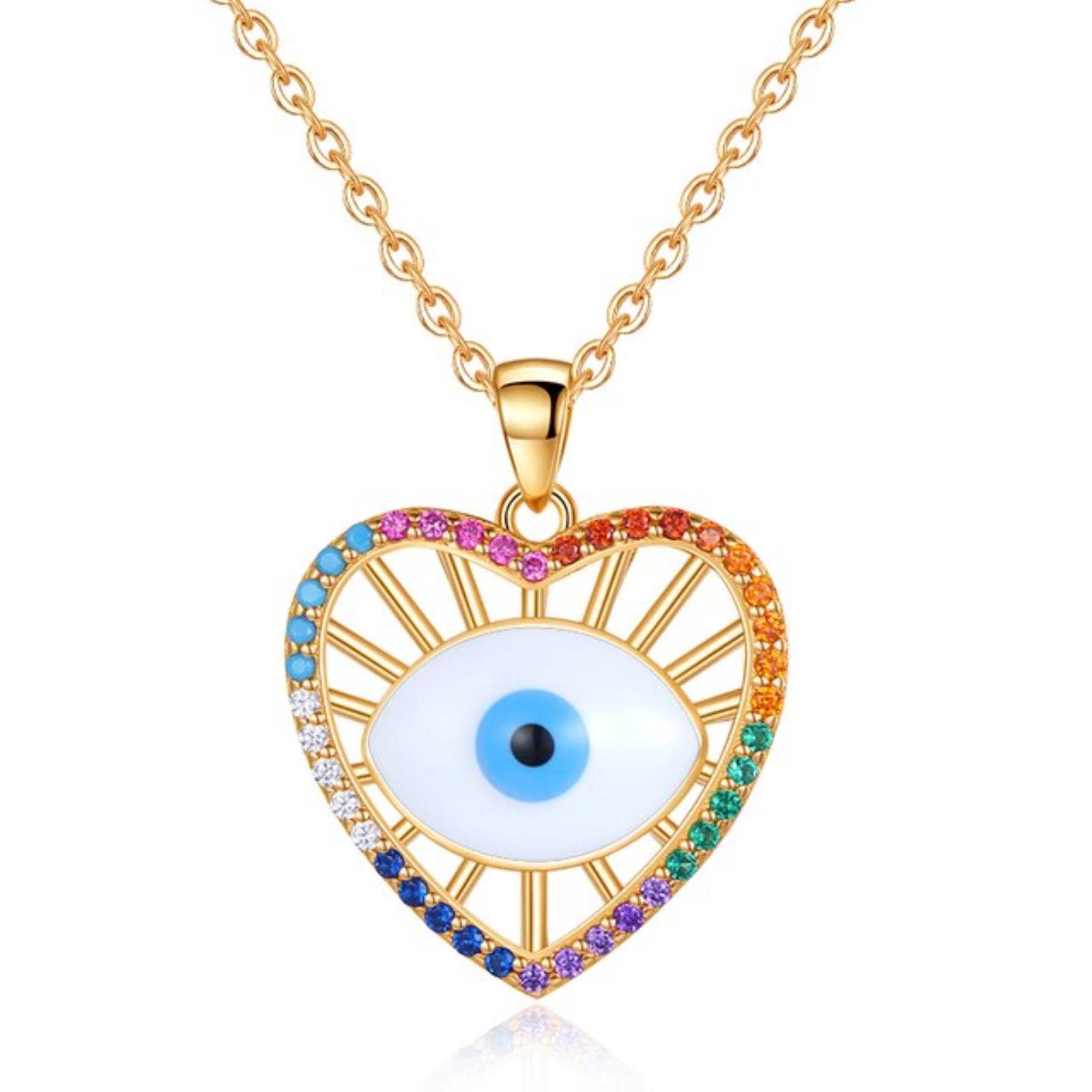 Collar Turco contra el Mal de Ojo, Collar con Colgante de Ojo de corazón de la Suerte de Cristal de Plata de Ley 925, Gargantilla, joyería con abalorio para Mujer