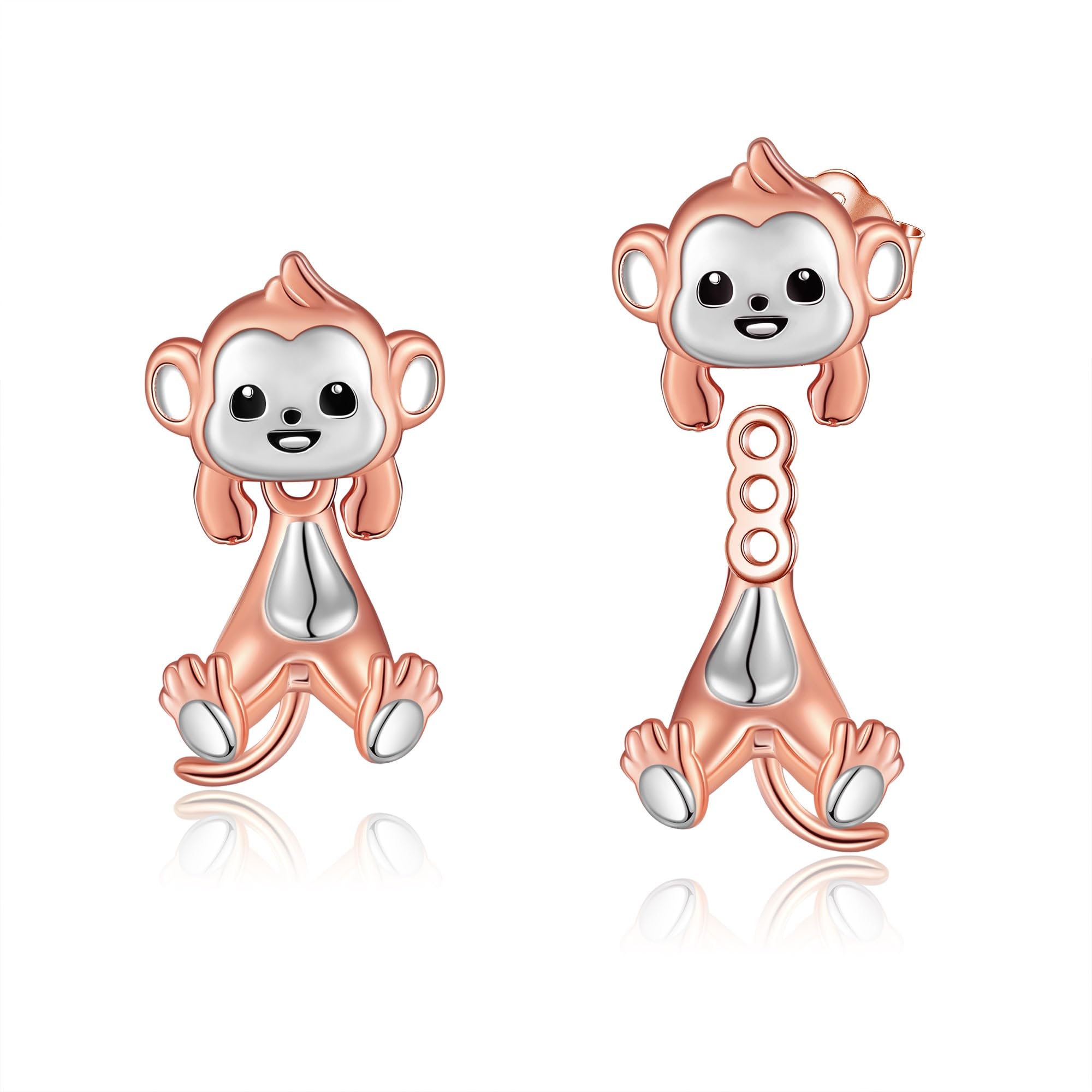 VONALA 925 Sterling Silver Black Cat Dog Hippo Snake Frog French Bulldog Bunny Cow Monkey Penguin Panda Pig Koala Fox Axolotl Stud Earrings for Women Hypoallergenic Gifts Birthday