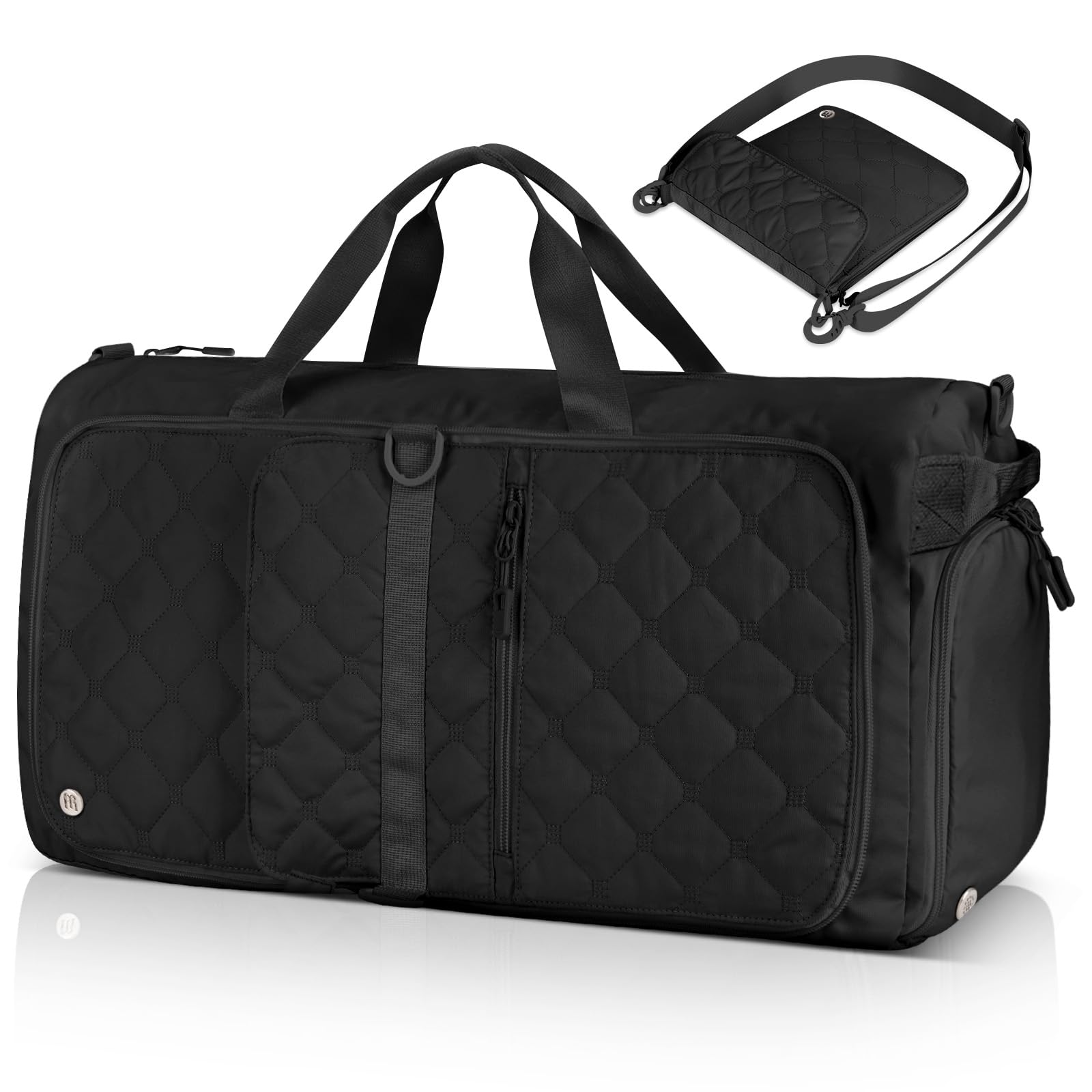Large Duffle Bag for Women Men 40L Foldable Weekender Bag with Shoe Compartment and Wet Pocket Waterproof Travel