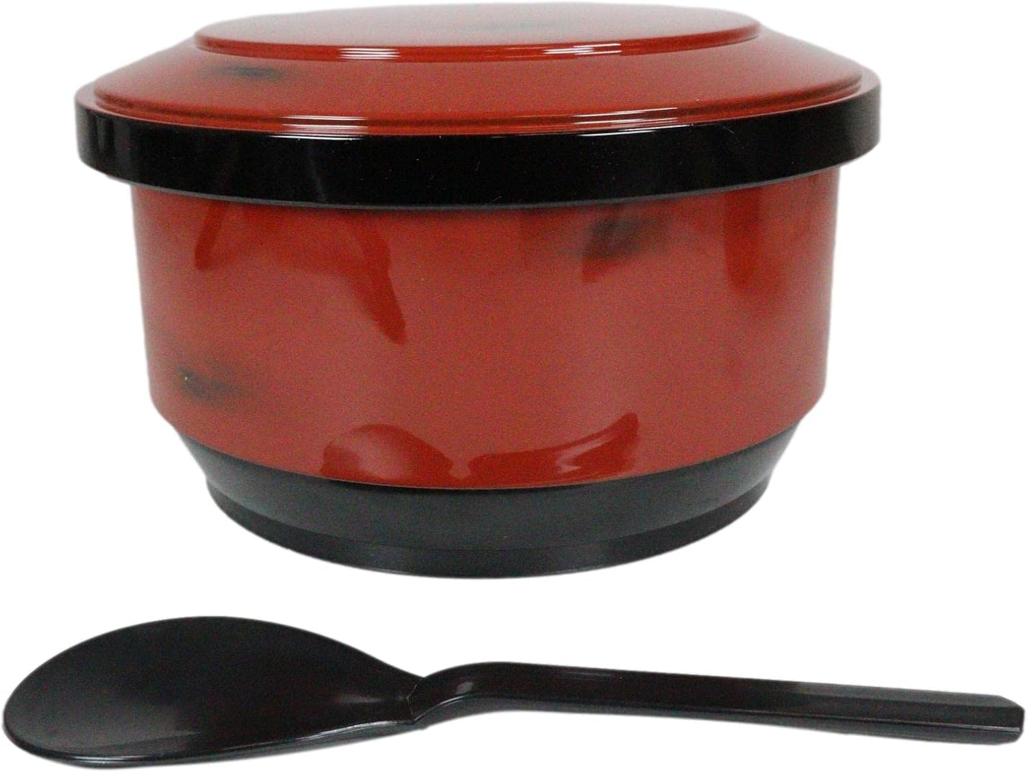 Ebros Gift Japanese Restaurant Grade Traditional Red and Black Ohitsu Rice Container Serving Bowl with Scoop for 3-4 People Party Hosting Functions Supply Asian Dining Made in Japan