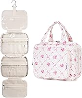 Vista 29 de Narwey Neceser colgante para mujer, bolsa de artículos de tocador para viaje, tamaño esencial, accesorios, A-Negro, Large