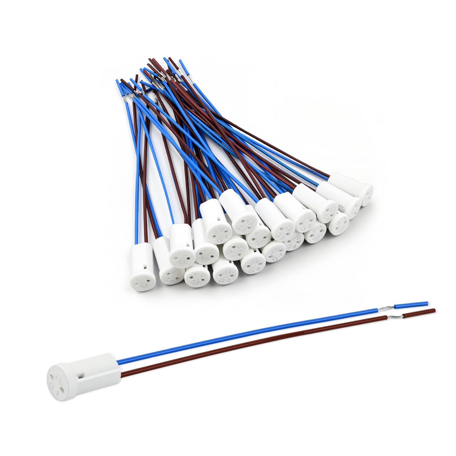36 Pack G4 Lamp Holder with 10cm Teflon Wire – Pre-wired Ceramic Socket – Heat Resistant for LED, Halogen, Quartz Bulbs