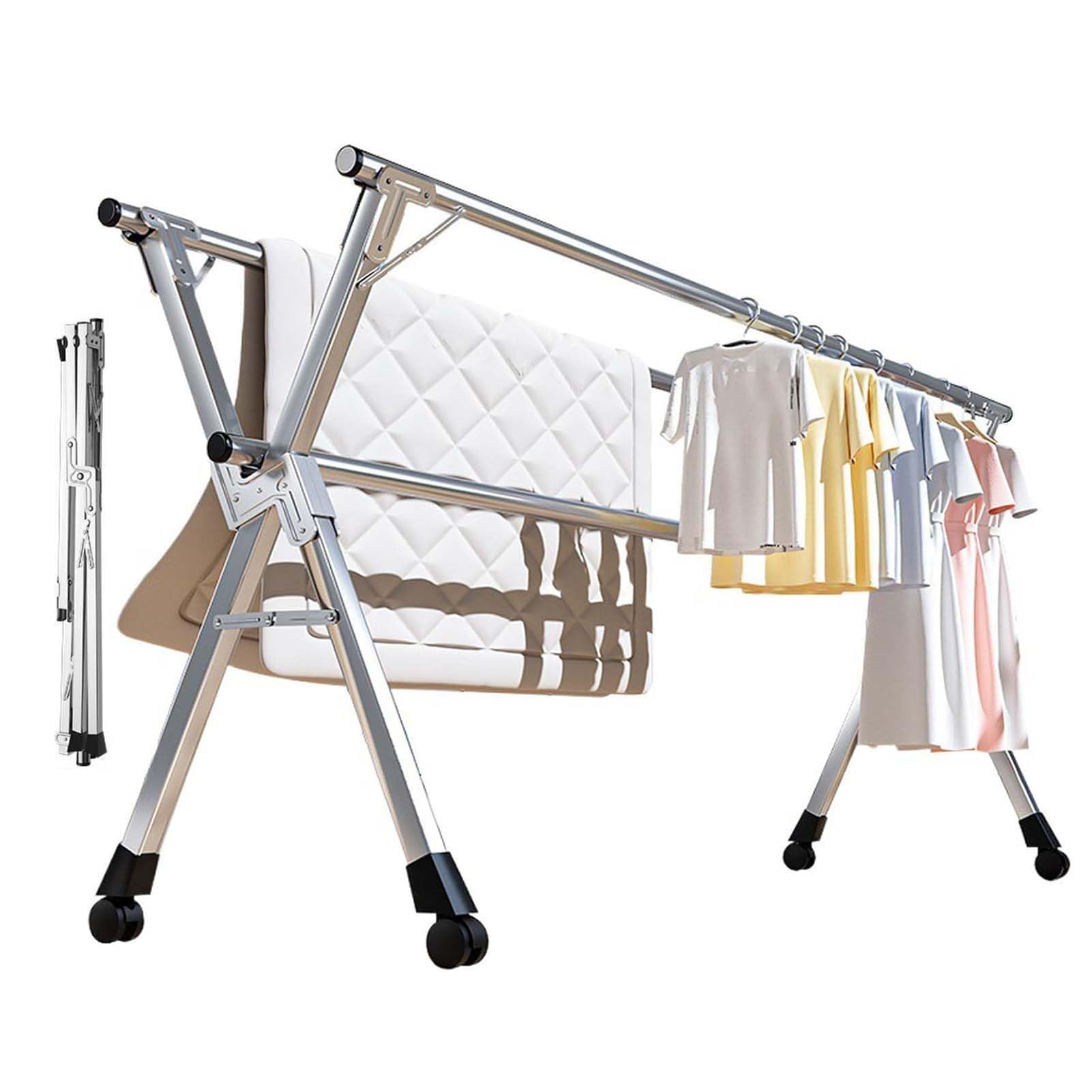 Étendoir à linge rétractable de 160 cm en acier inoxydable robuste