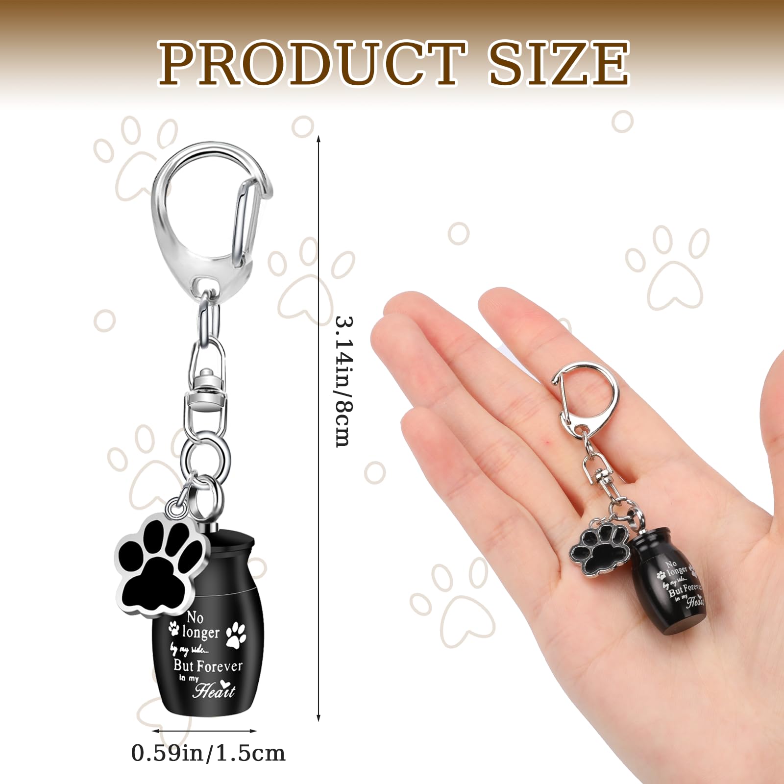 KALIONE 2 urne per animali domestici, portachiavi, urne, per ceneri di cani, ceneri in acciaio inox, piccole urne per cani, gatti, ceneri con sacchetti per riporre animali domestici, gioielli per