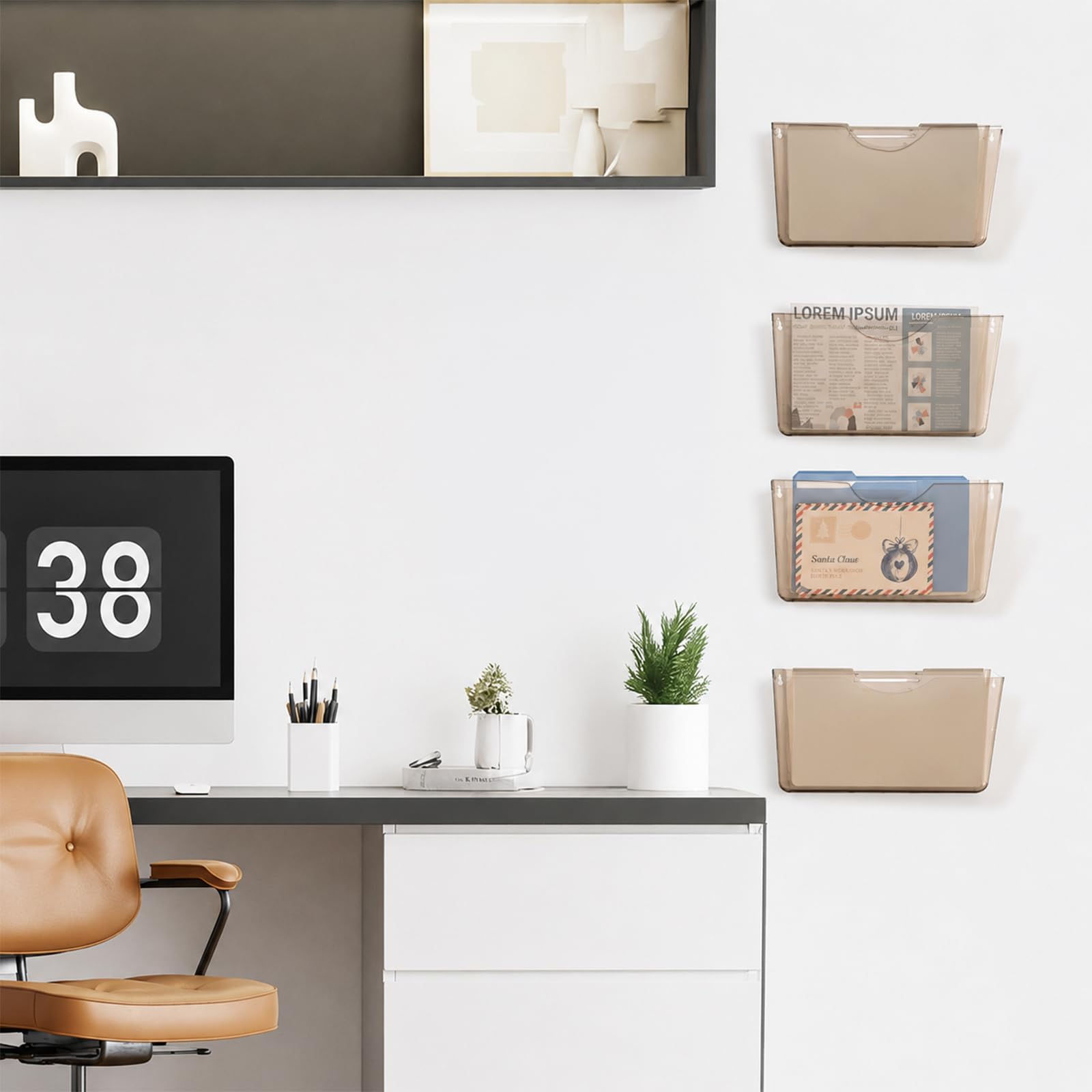 Lot de 3 porte-documents muraux en acrylique, organiseur mural à une seule