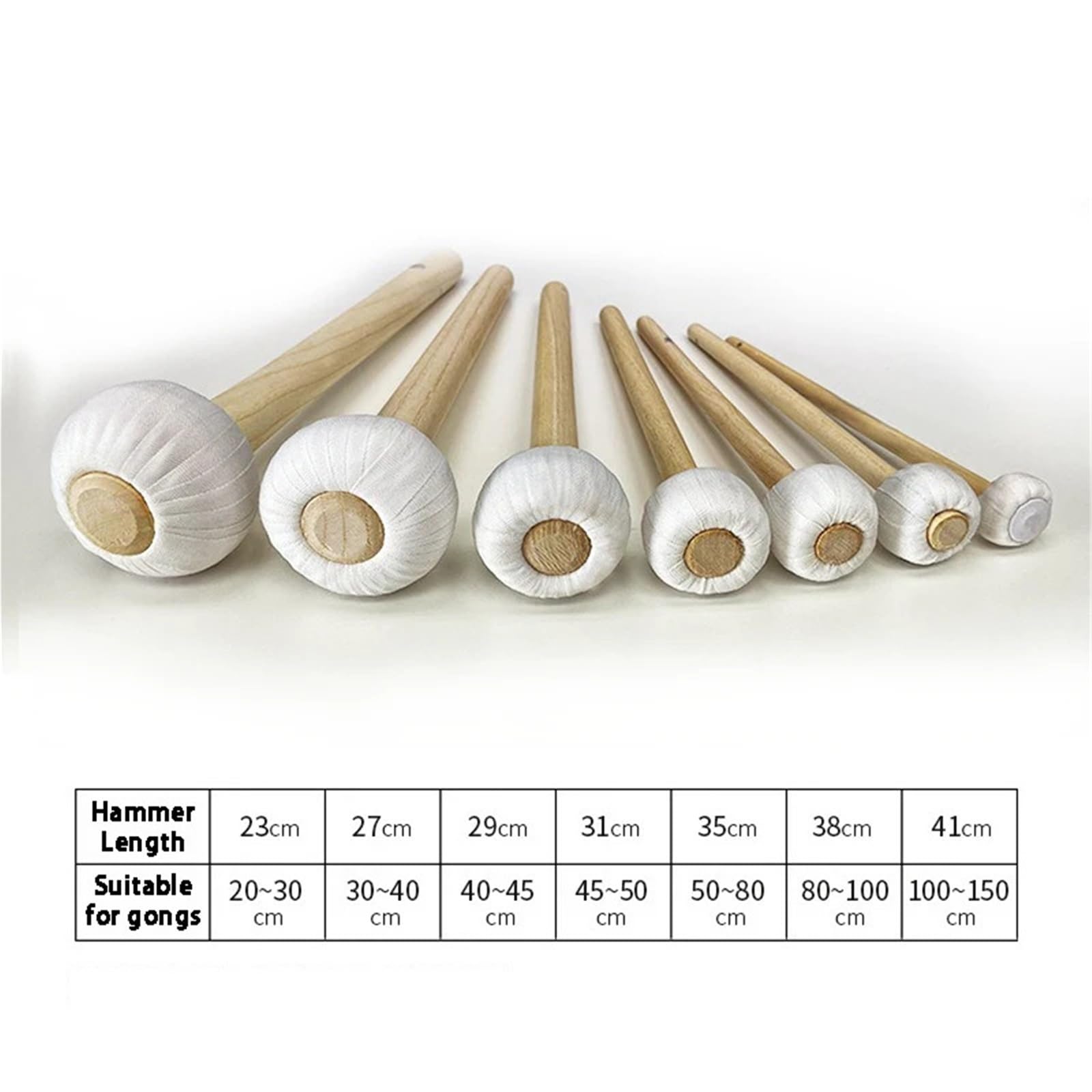 1 paire de maillets cymbale en nylon, fait à la main, manche bois massif, maillet rond for jeu percussion professionnel Pour Instrument À Percussion(41CM)