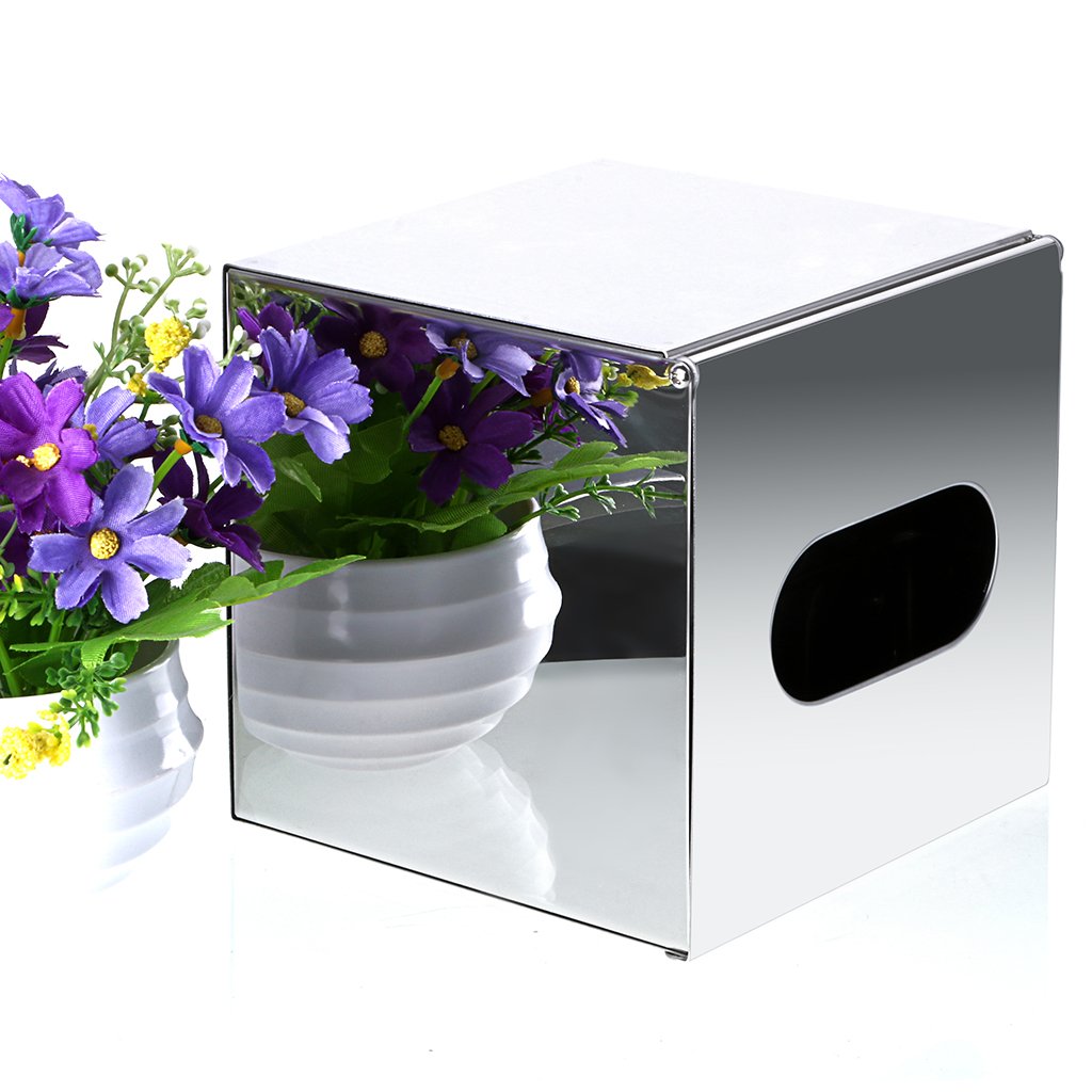 Sumnacon Square Stainless Steel Tissue Box Cover Stylish Cube Facial