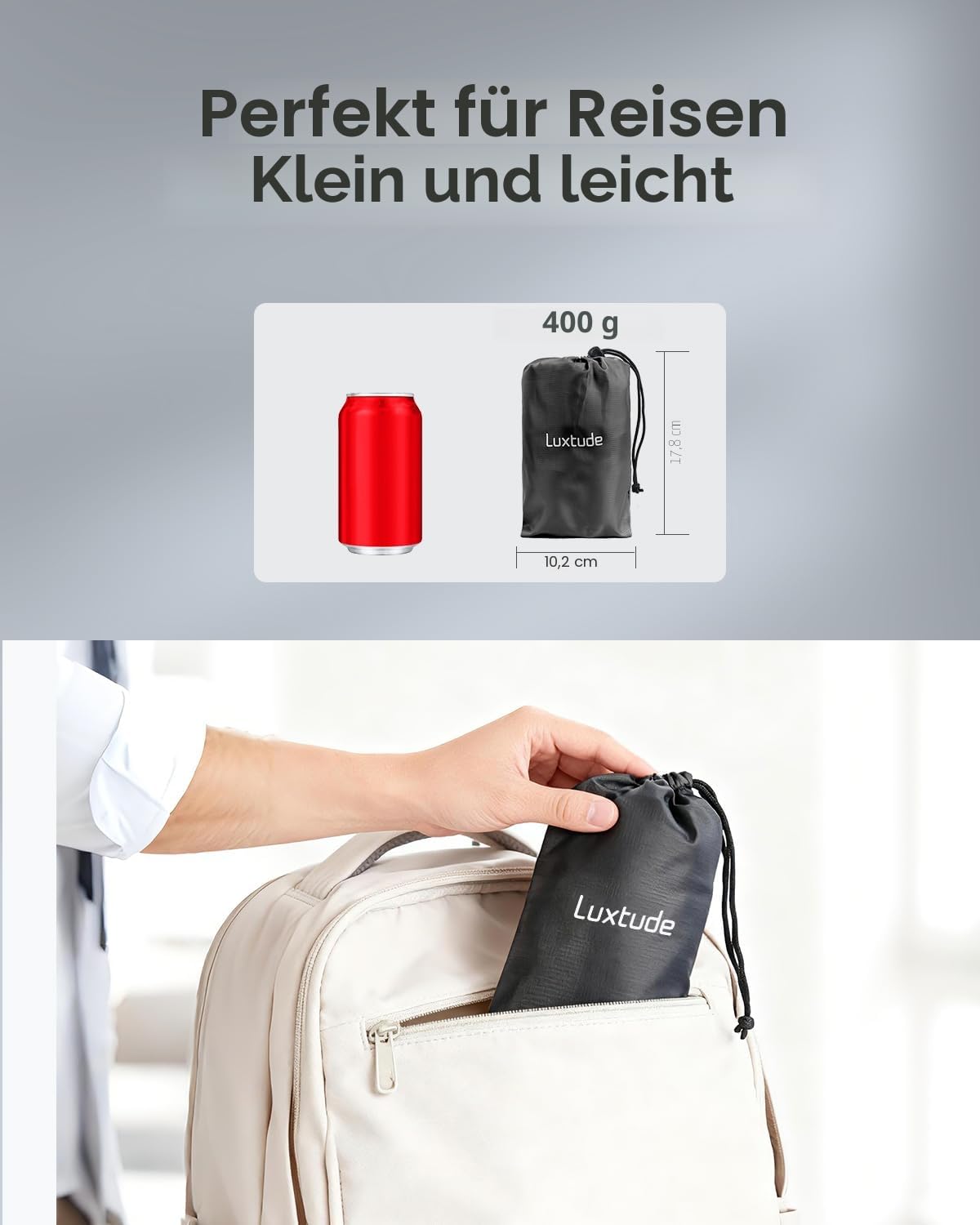 Luxtude Aufblasbares Keilkissen für Reisen | Dreieckiges Bettkeilkissen, Knie-Bein-Hochlagerungskissen, Tragbar, Zum Schlafen, Lesen, Rückenstütze