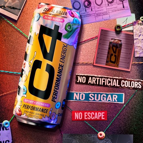 Image of C4 Energy Carbonated Zero Sugar Energy Drink, Pre Workout Drink + Beta Alanine, Cereal Killer, 16 Fl Oz Can (Pack of 12)