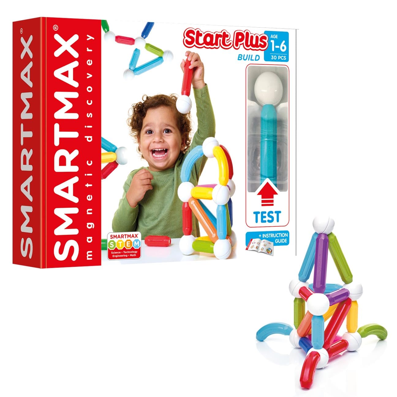 SmartMaxStart Plus STEM Building Magnetic Discovery Set, Ages 1-6 (30 Pieces)