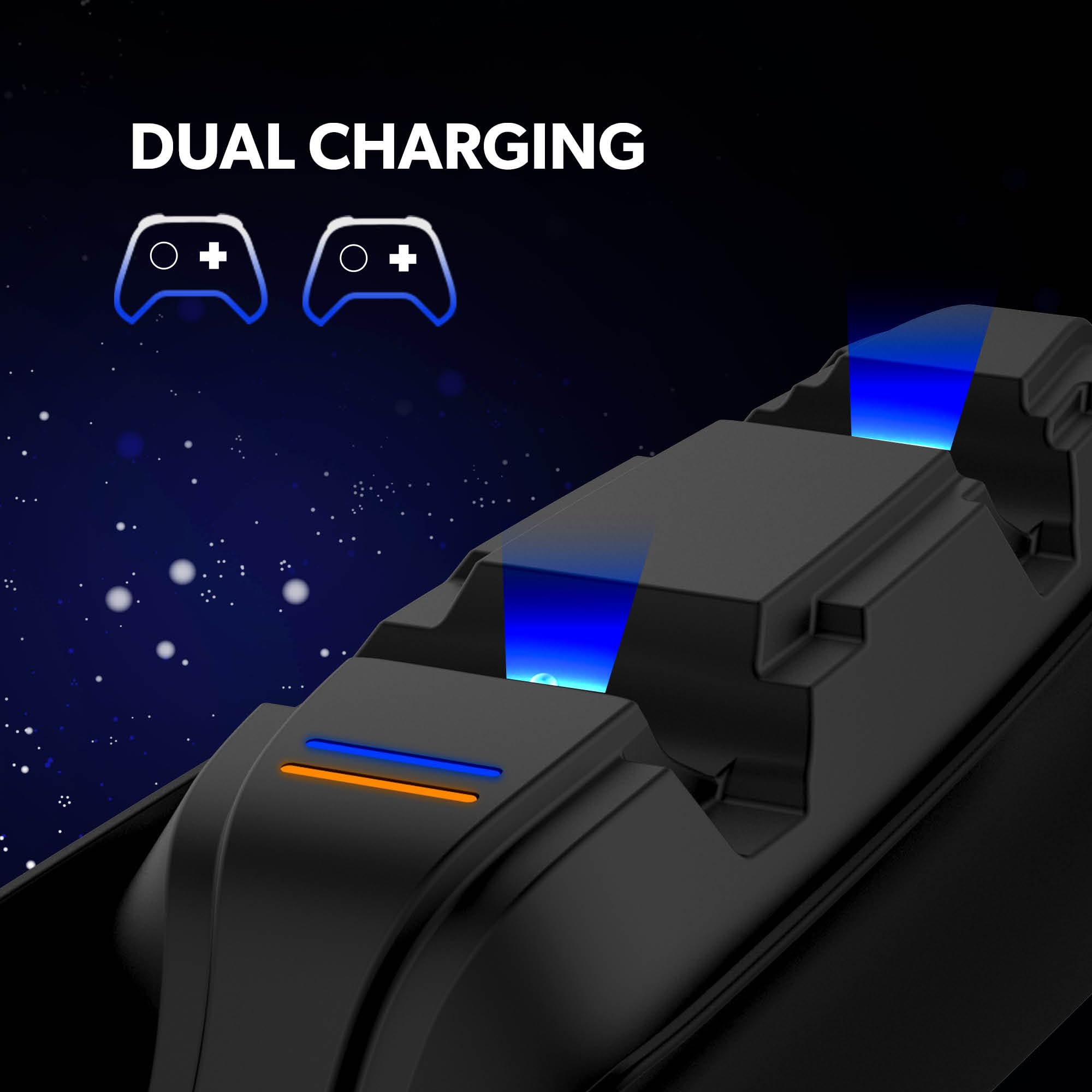 Snakebyte PS5 Twin:Charge 5 - PlayStation 5 Charging Station for DualSense Controller, Charger Kit for 2 Wireless Controllers Including Type-C Cable, LED Charge Status Display, PS5 Design, Black