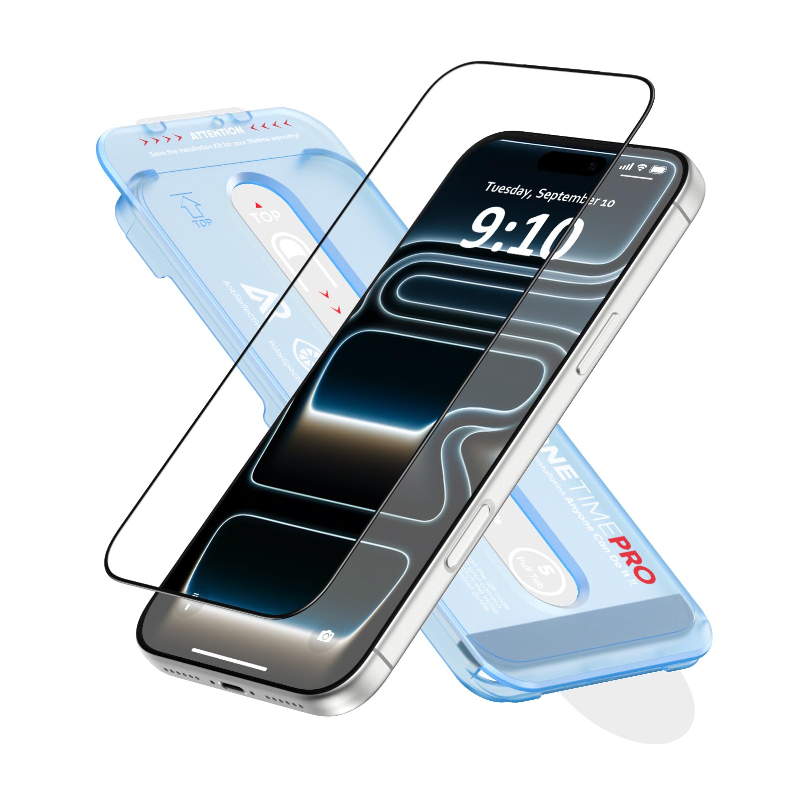 FLOLAB NanoArmour ONETIME PRO for iPhone 17 Pro Screen Protector, Anti-Reflective, PolarSpectra Anti-Rainbow, 3D Tempered Glass, Edge Reinforced, Easy