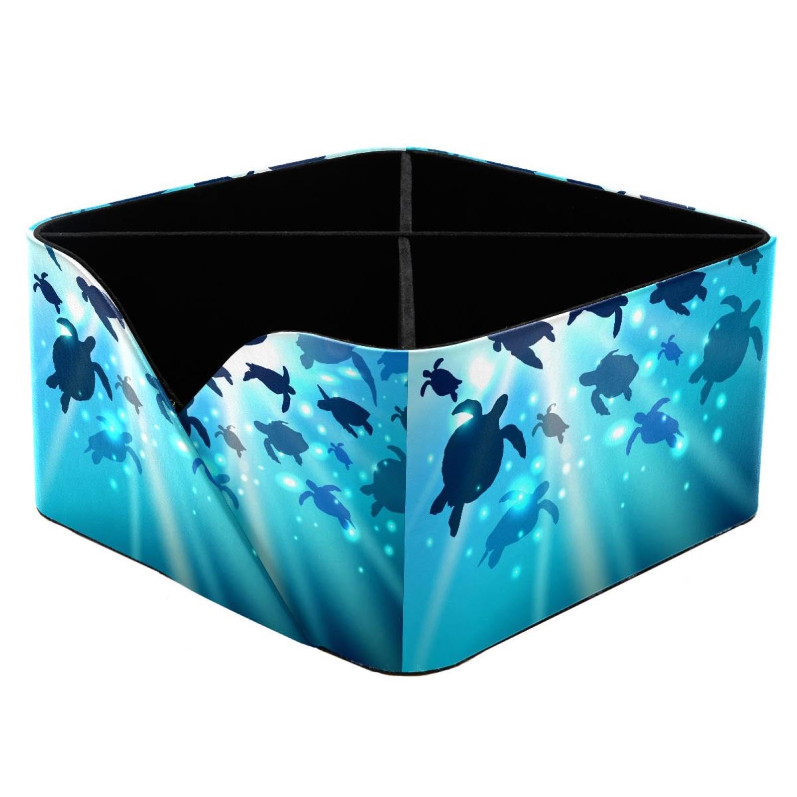 KengjuTesu Turtles Swimming Desktop Organizer Pen Holder, Rectangular Pencil Cup for Office, Study and Makeup Stations