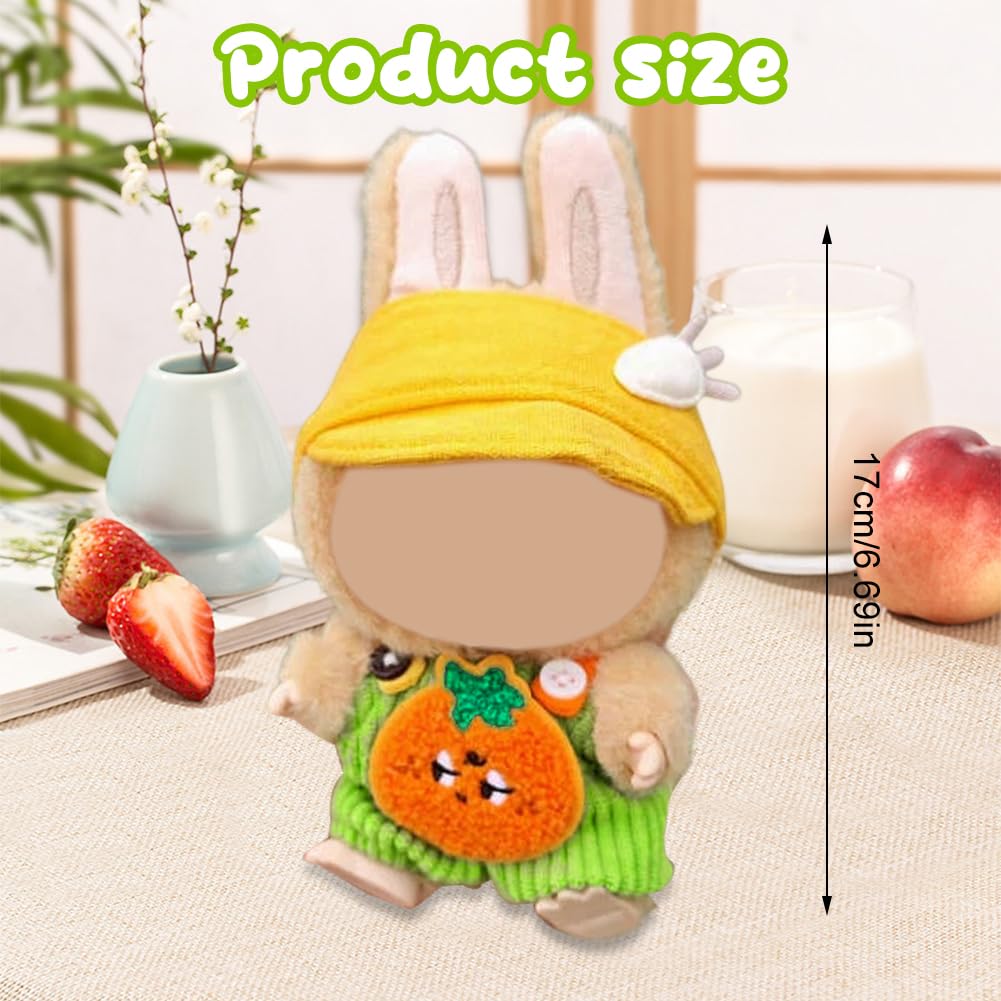 Maskotka ubranko, kompatybilne z 17 cm, Labubu, pluszaki, odzież, akcesoria do ubrań, swetra, ogrodniczek, strój DIY, prezent dla chłopców i dziewczynek (zielony, 17 cm – B)