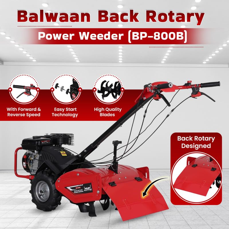 Image of Balwaan Krishi Back Rotary Power Weeder | 212cc 4-Stroke Engine| BP-800B