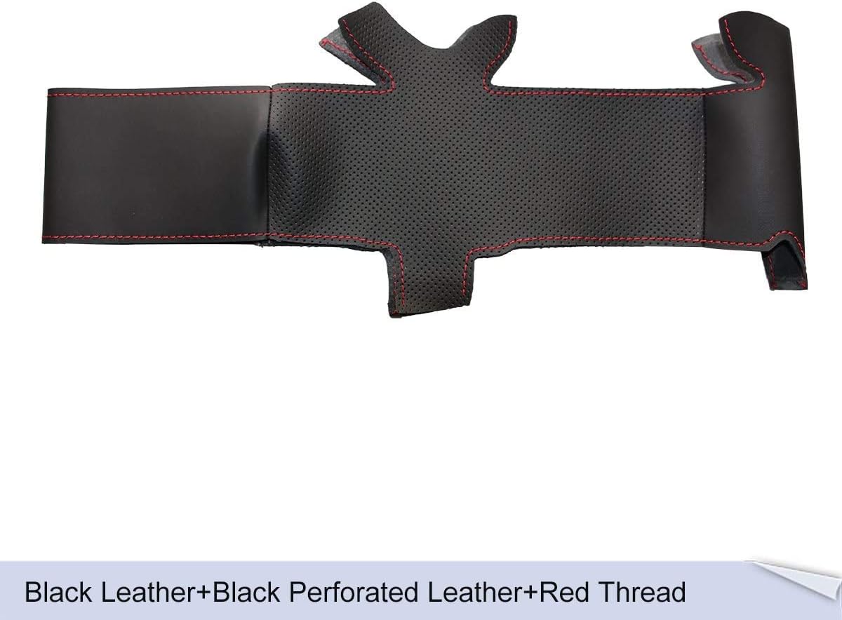 MEWANT Black Genuine Leather Car Steering Wheel Cover for Peugeot 307 2001-2008 307 SW 2005-2008