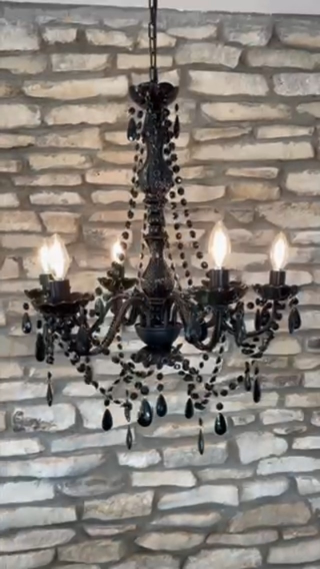 Image of The Original Gypsy 6-Light Plug-in Crystal Swag Chandelier, Black