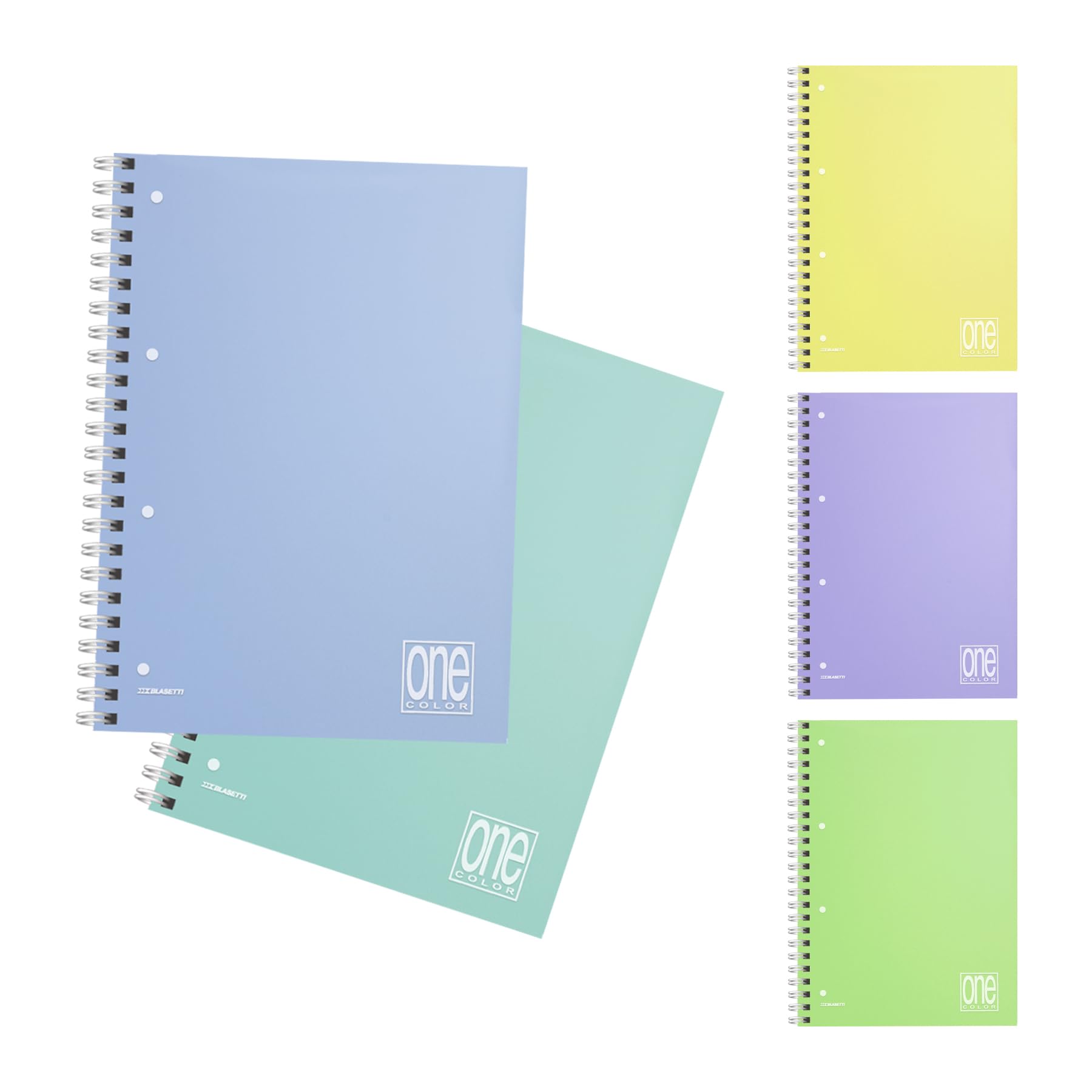 Blasetti Quaderni A4 Spirale 80 Gr Copertina Plastica Lavabile Set 6 Pezzi Colori Pastello Rigatura 5mm