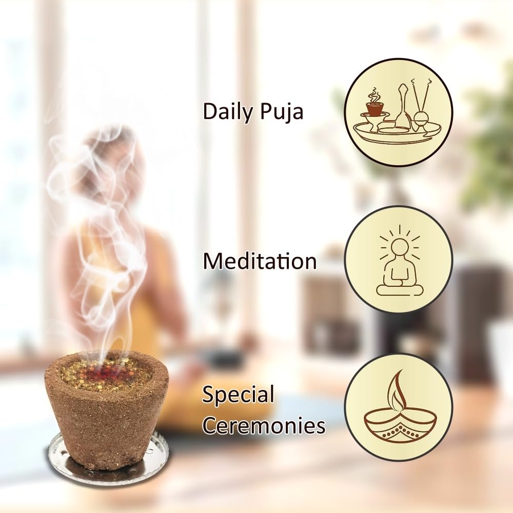 Hari Darshan Gau Stuti Sambrani Cup β 36 Cups | Pure & Natural Sambrani Dhoop Cup for Pooja Havan | Guggal Loban Dhoop with Soothing Aroma for Rituals & Festivals Pack of 3 (12 Each + Burner Plate) 4