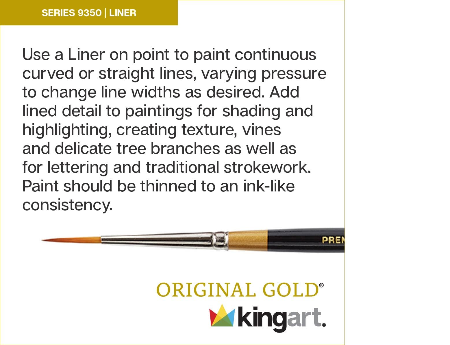 KINGART Original Gold Wood Handle Brush Set 12/Pkg-