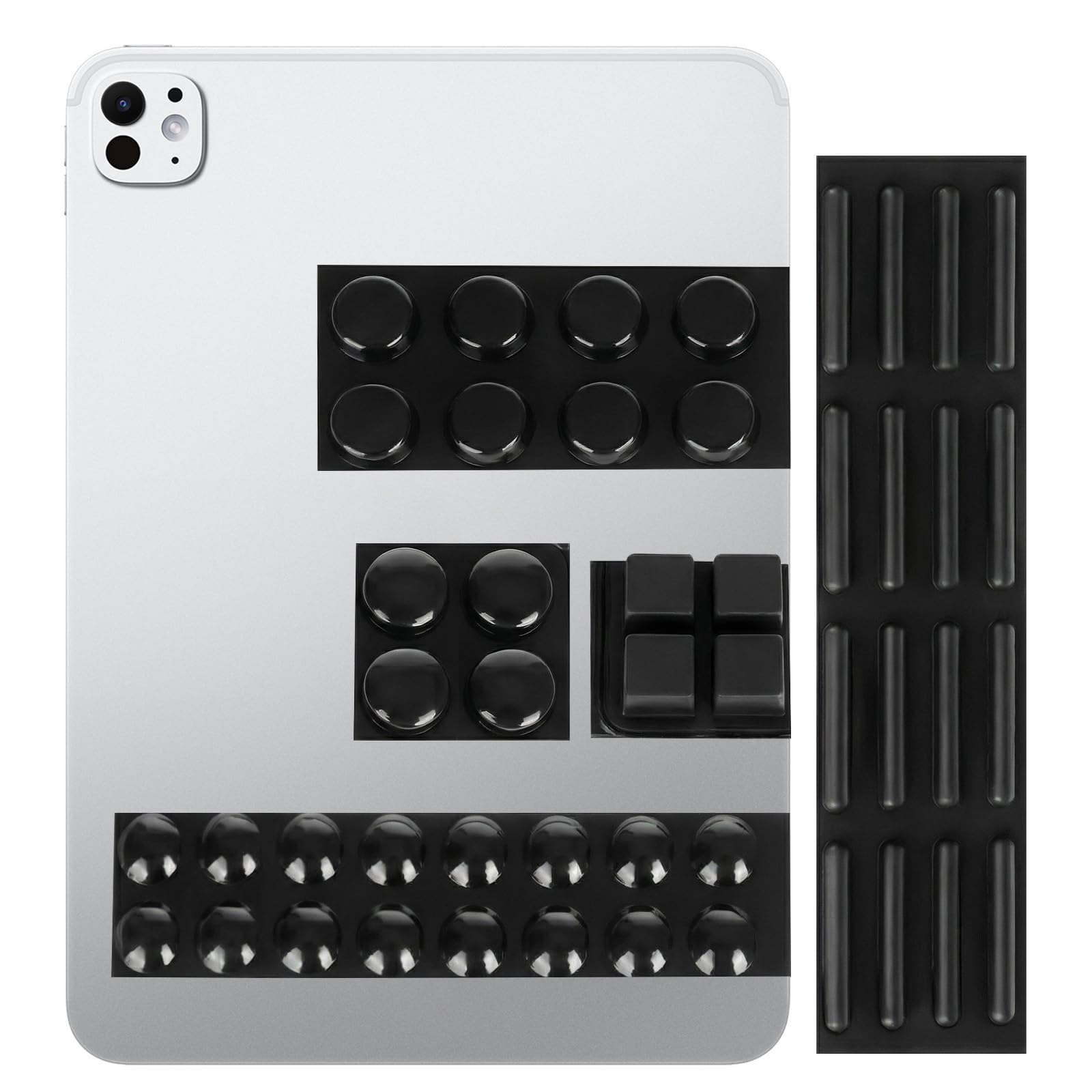 48 Pcs Bumper Pads, Self Adhesive Silicone Pad, Round Spherical Square Rubber Feet Pads for Cabinet Doors Glass Tops Drawers Cupboard Boards Picture Frames, Black (48PCS-Black)