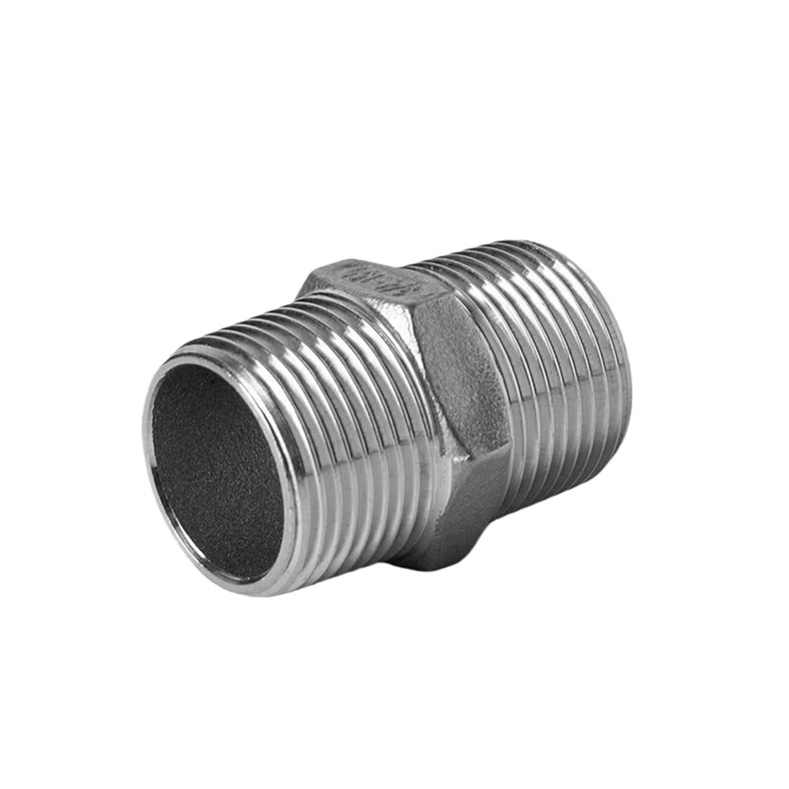 304 Stainless Steel BSP NPT Male Hex Nipple Union Pipe Fitting Coupling Connector Joint(NPT 1-1/2")