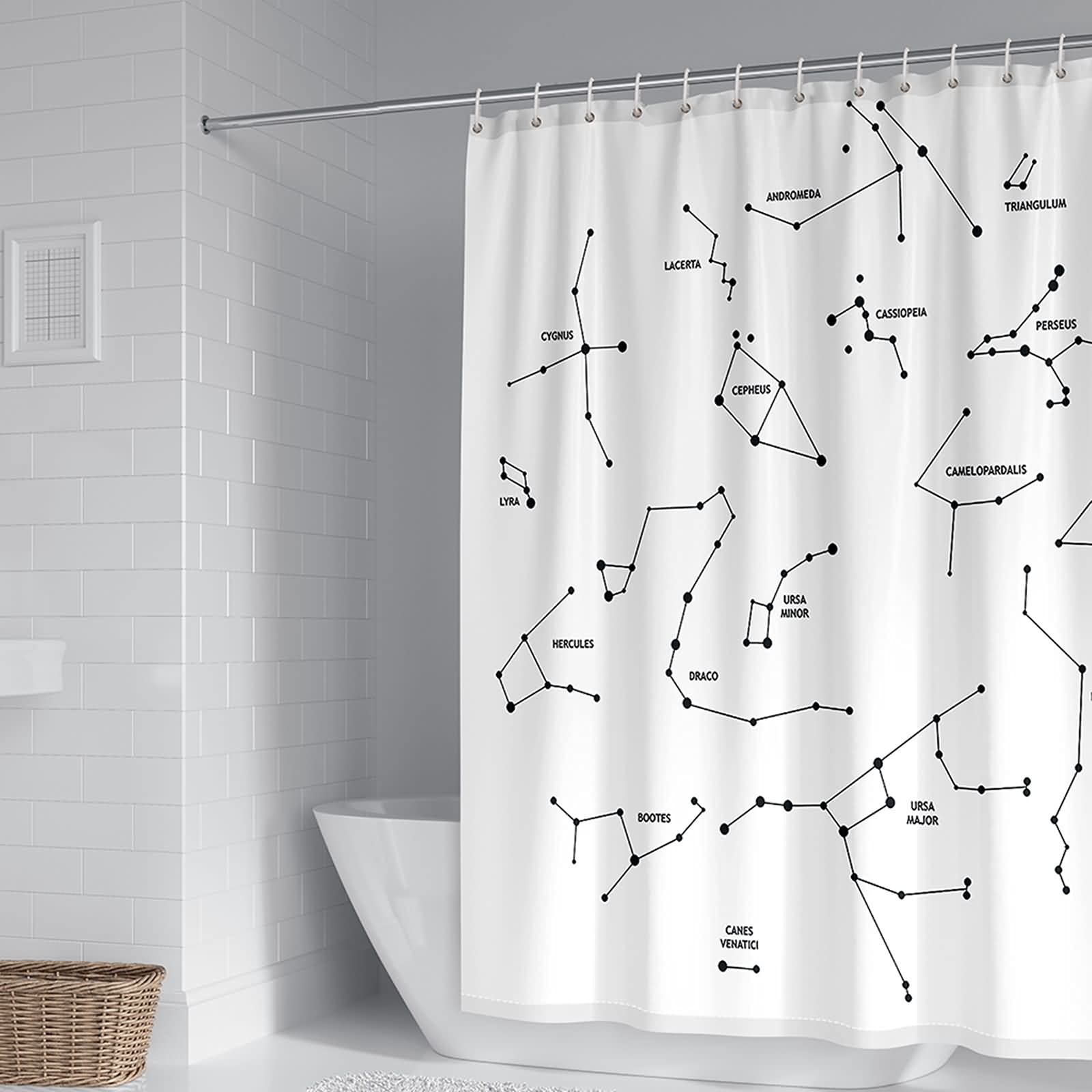 Rideau de douche constellation noir blanc 120x180cm polyester KnSam