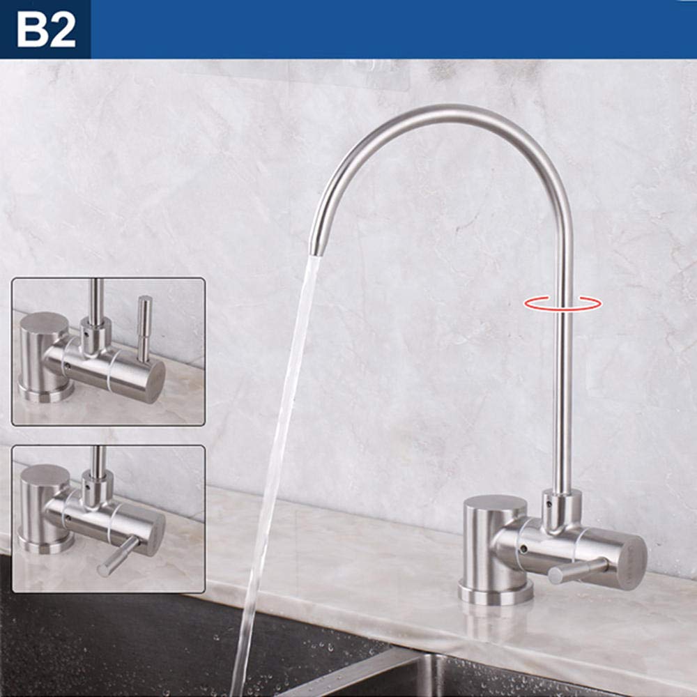 Grifo de agua pura para fregadero de cocina, acero inoxidable 304, diseño de cuello de cisne de 1 5 cm o 1 10 cm, ajustable, fácil instalación, compatible con sistema de ósmosis inversa