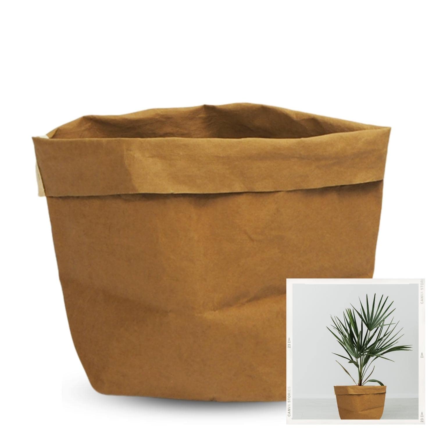 Amazon | [racine de lotus] 鉢カバー おしゃれ (洗えるクラフト紙