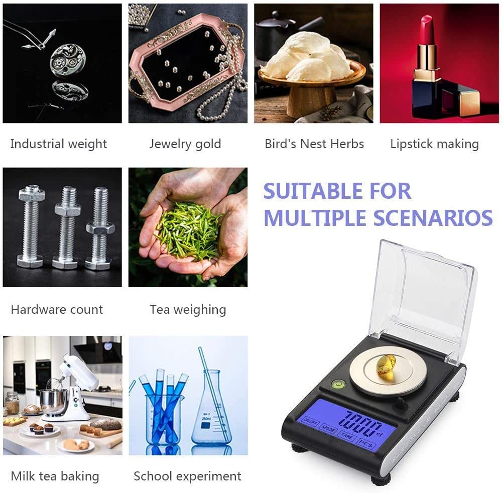 Bilancia da Cucina, Bilancia analitica 0,001, Bilancia Tascabile Digitale milligrammo ad Alta precisione 50G X 0,001G, Bilancia da Laboratorio ad Alta precisione Ampio Display LCD, Ele
