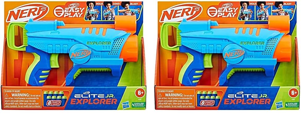 Nerf - Lanzador Elite Jr Explorer Easy-Play - Fácil de sostener, Cargar y lanzar - para niños y niñas a Partir de 6 años (Paquete de 2)