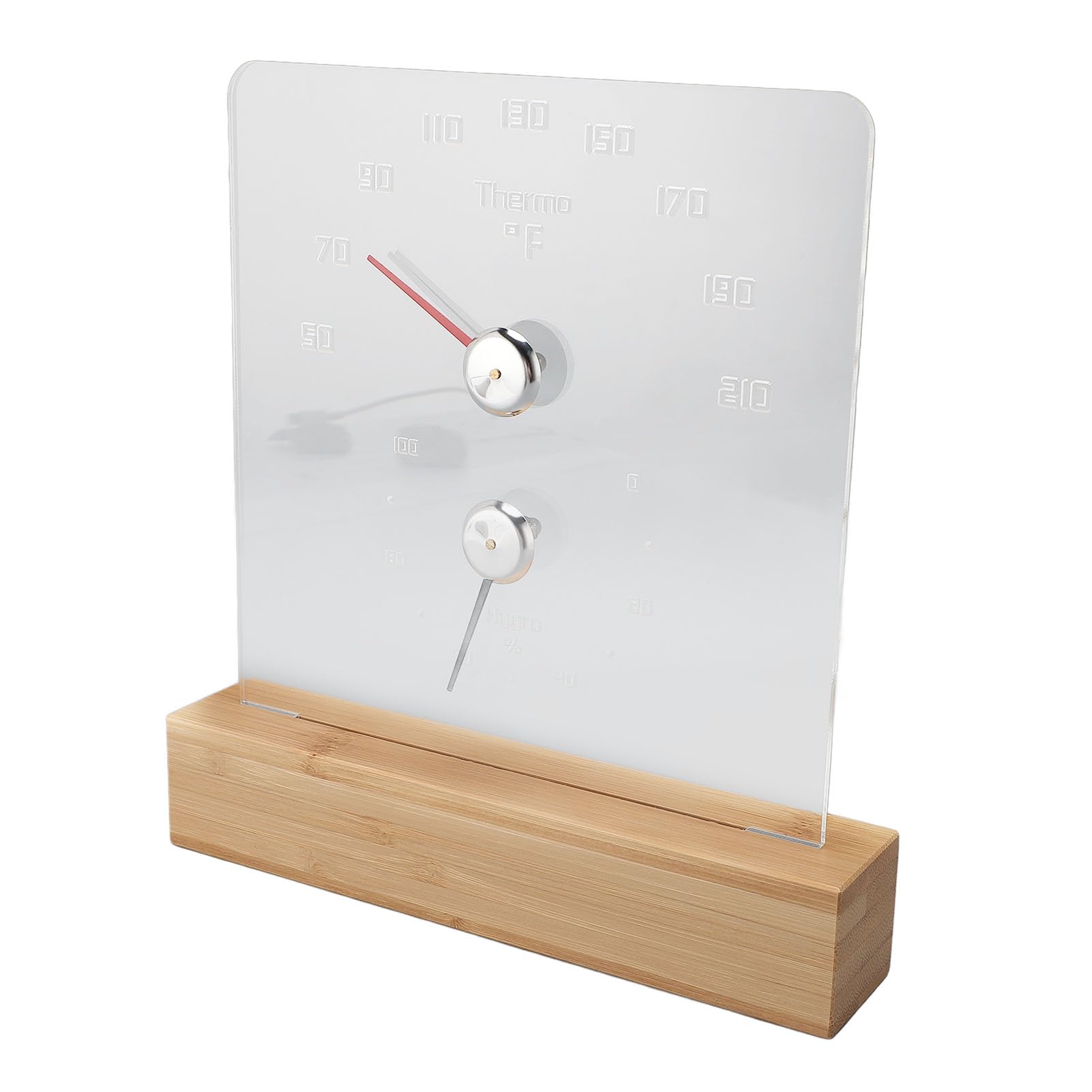 Sauna-Thermometer-Hygrometer, Genaue Temperatur- und Luftfeuchtigkeitsanzeige, RGB-LED, Wiederaufladbarer Akku, Wandmontierbares Sauna-Thermometer, Holz-Hygrothermograph mit Holzsockel