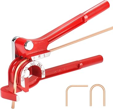Tube Bender - 180 Degree 3 in 1 Pipe Bender Suitable for Bending 1/4" 5/16" 3/8" OD Copper Brass Aluminum & Thin Steel Pipes - Red
