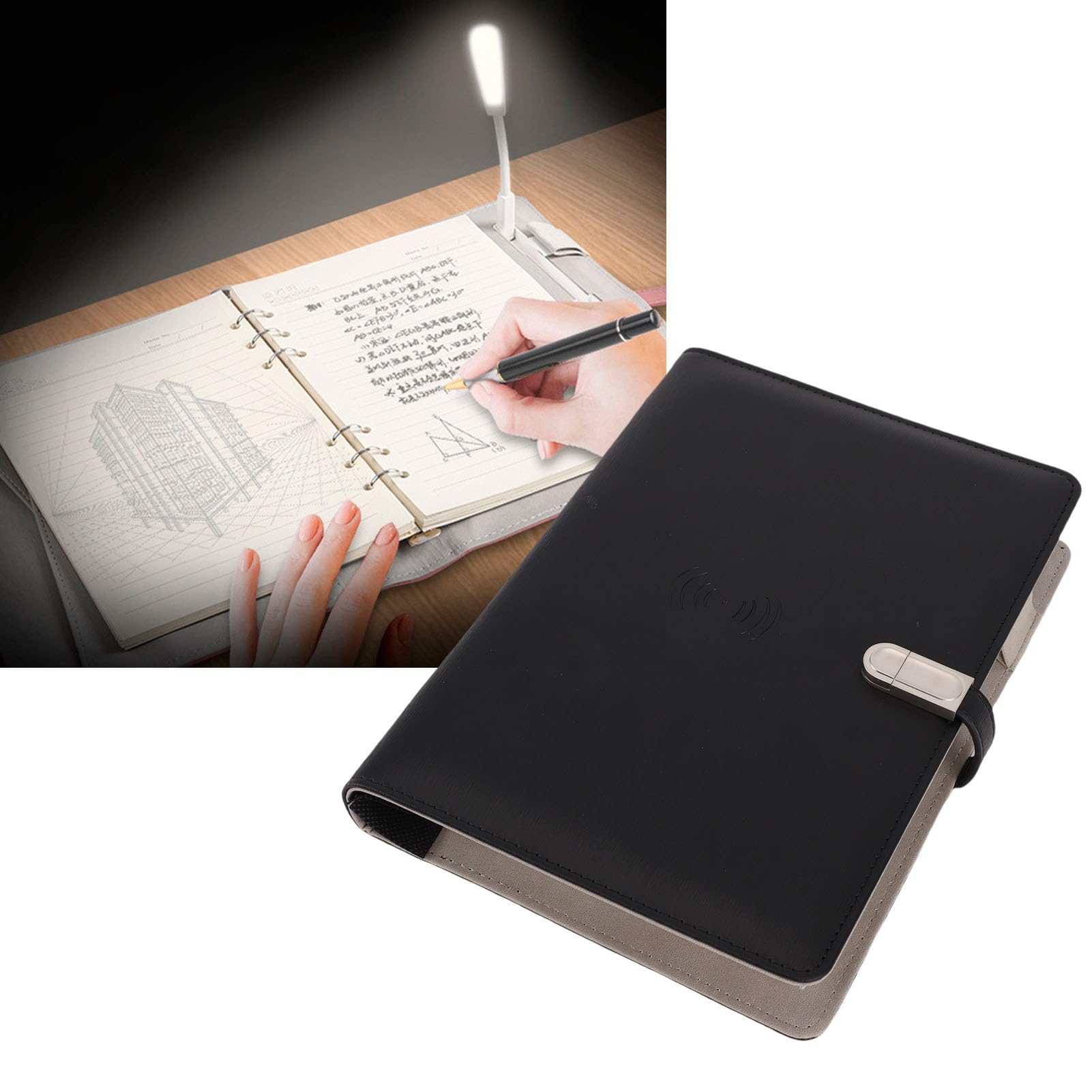 ASHATA Planer 2025-2026, Personalisiertes Notizbuch für Drahtlose Ladevorgänge, Reisejournal mit Leichtem Schulbuch mit Leichten Schulnotizbuch mit Power Bank, A5-Tagebuch, 80 Blätter