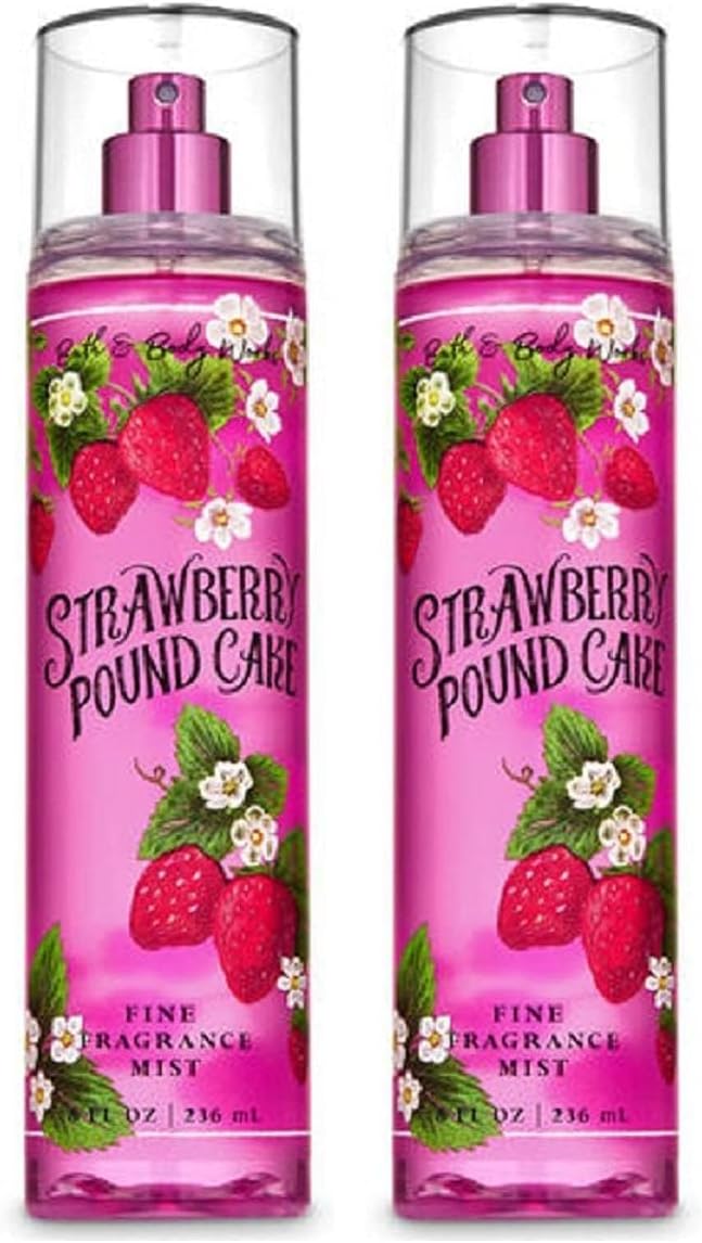 Bath and Body Works Fine Fragrance Mist (Strawberry Pound Cake, 2 Pack) Package Design Varies