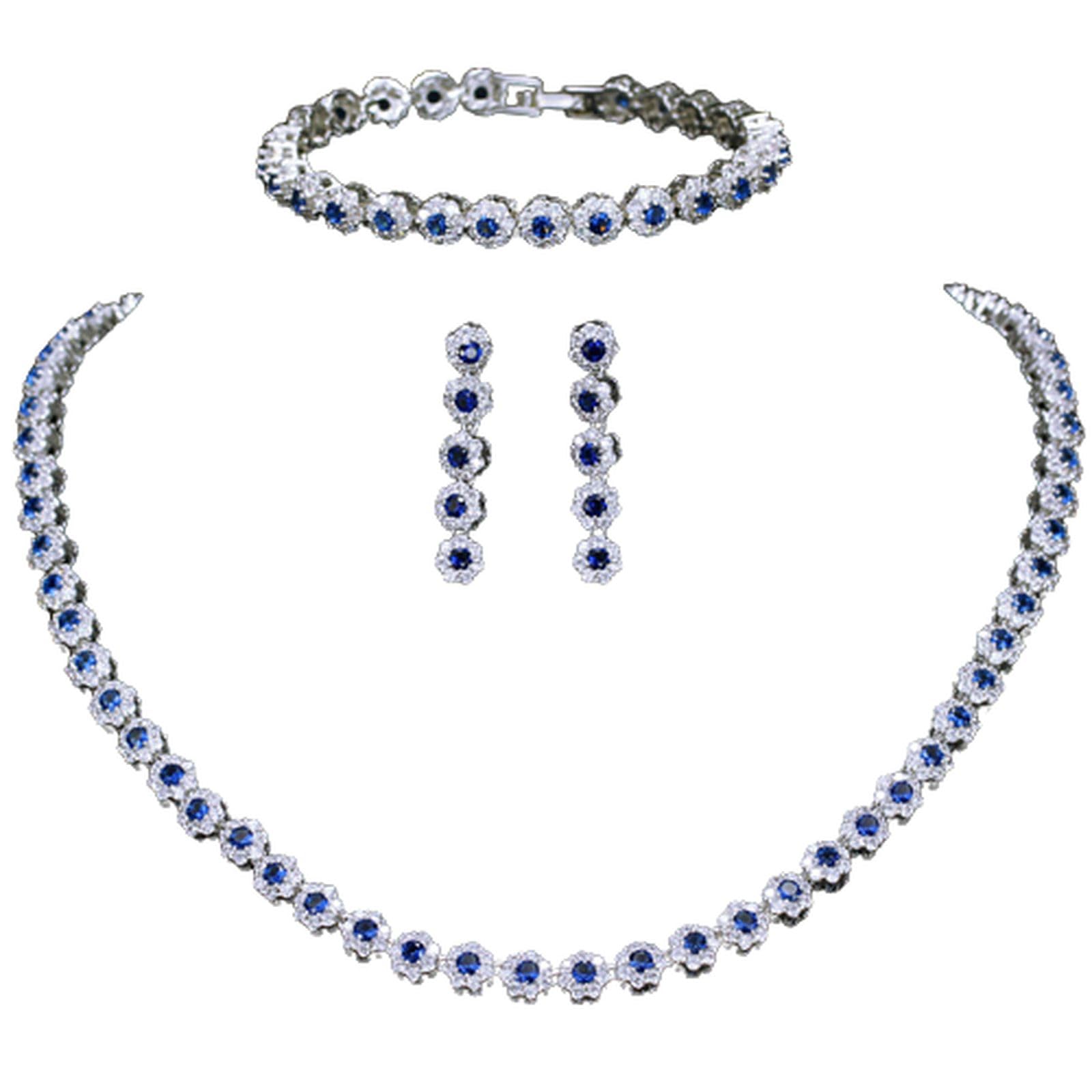 Set di gioielli da sposa per donna, collana AAA + zircone set di gioielli anallergici regalo di compleanno per fidanzamento matrimonio, set di gioielli da sposa per donna per festival